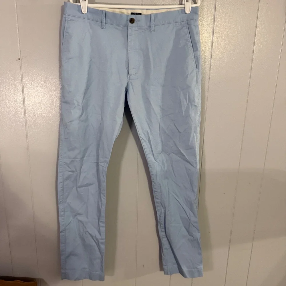 J.Crew Chino Pants Mens 34 Light Blue Slim‎ Straight Cotton Trousers
